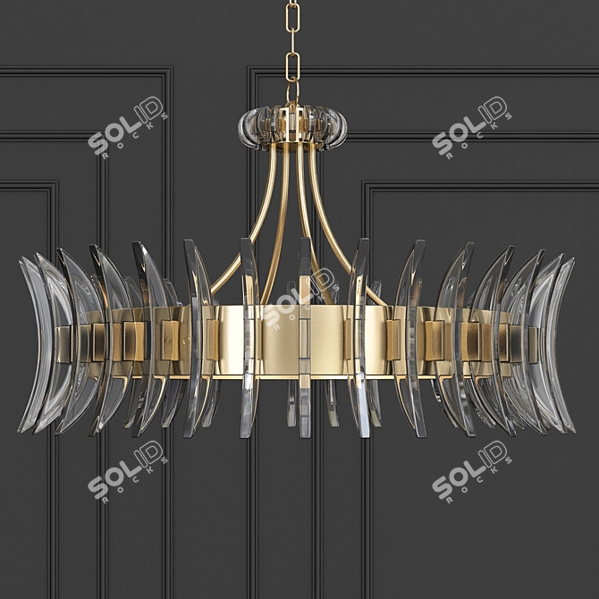 Elegant Coquette Chandelier: Antique Brass, 8 Lights 3D model image 1