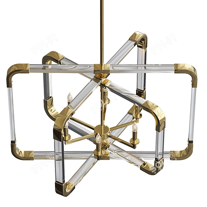 Modern Brass Acrylic Pendant 3D model image 2