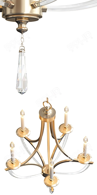 Bent Crystal Chandelier: Elegant Illumination 3D model image 2