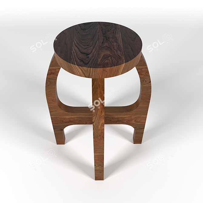 Elegant Wooden Stool Chair 3D model image 2