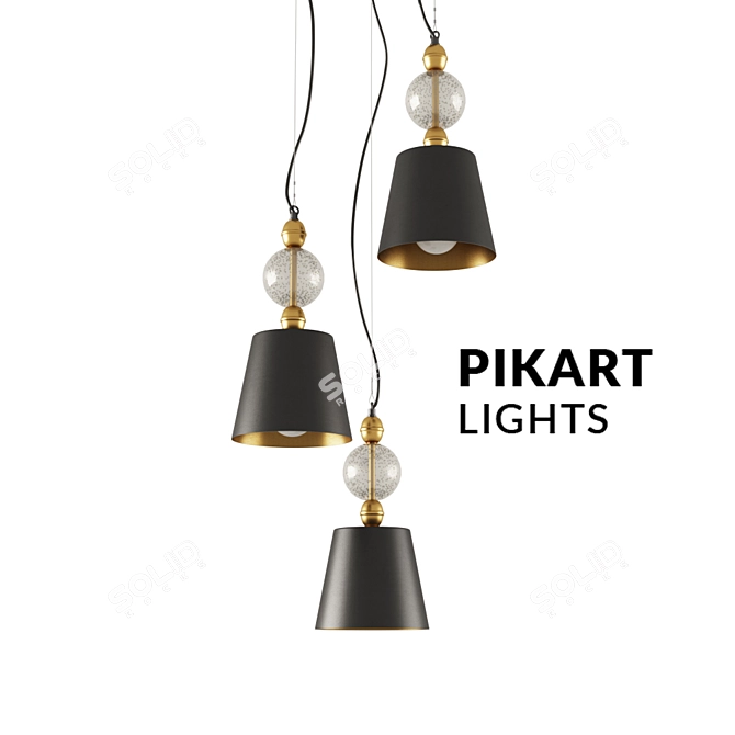 Elegant Brass and Glass Pendant Light 3D model image 1