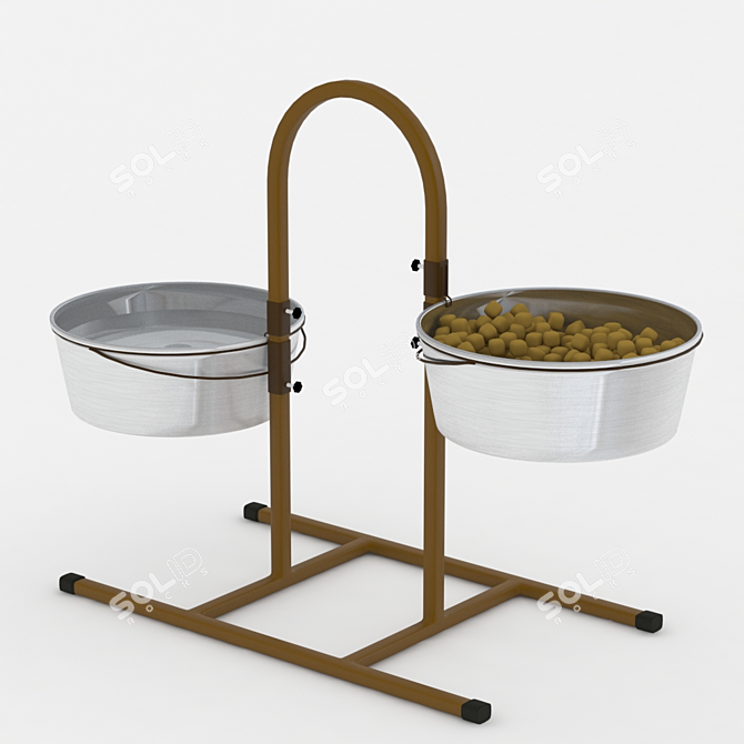 Premium Elevated Dog Bowl Stand 3D model image 2