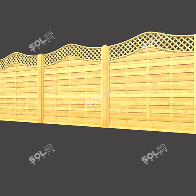Natural Wood Fence: Lattice Panel for Garden 3D model image 1