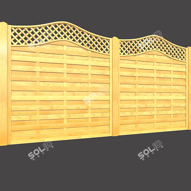 Natural Wood Fence: Lattice Panel for Garden 3D model image 2