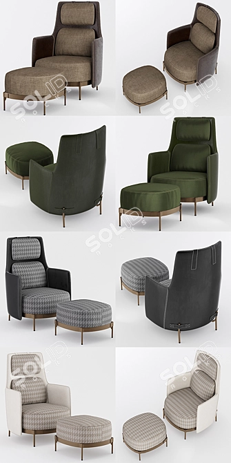 Sleek and Modern Tape Armchairs 3D model image 2