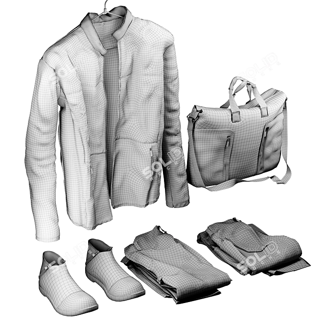 Stylish Men's Leather Collection 3D model image 3