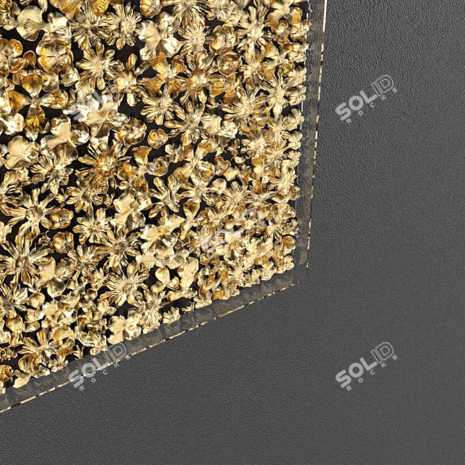 Golden Blooms Frame - 120x120cm 3D model image 2