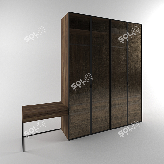 Singer Glass Wardrobe: Sleek & Spacious 3D model image 1