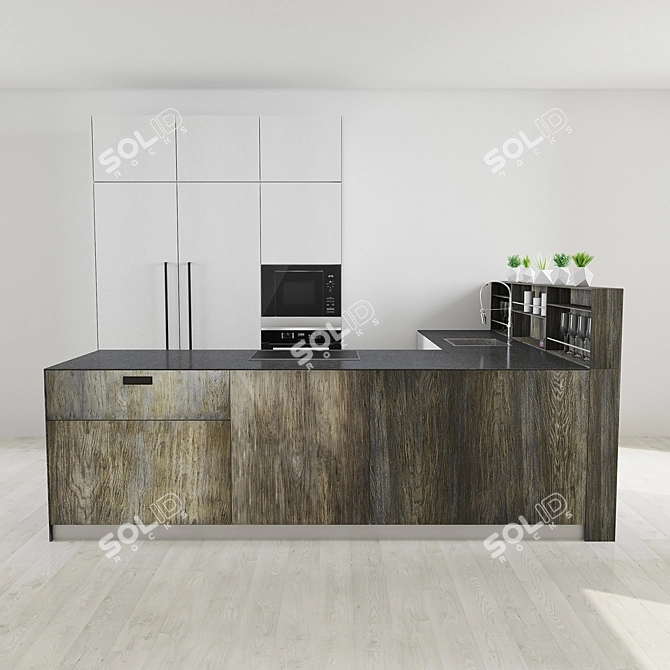 Rustic Oldwood Kitchen 3D model image 1