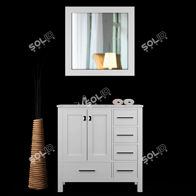 Newtown 36" Single Vanity Set 3D model image 1