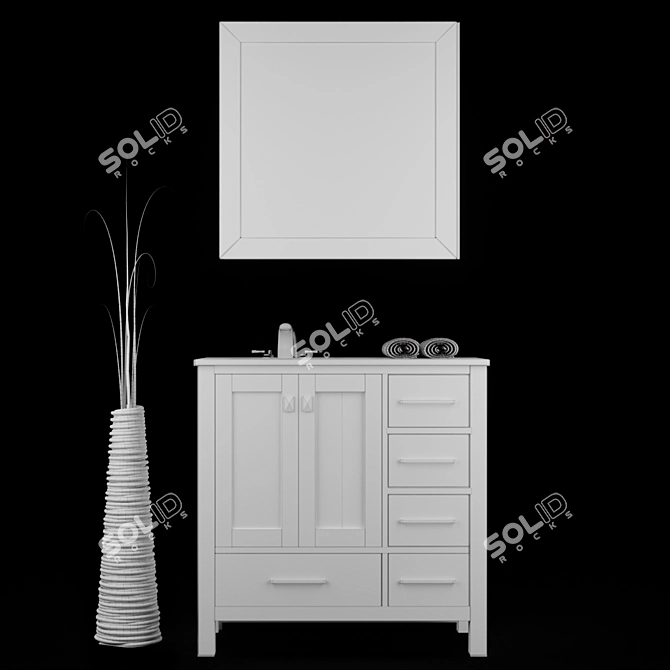 Newtown 36" Single Vanity Set 3D model image 3