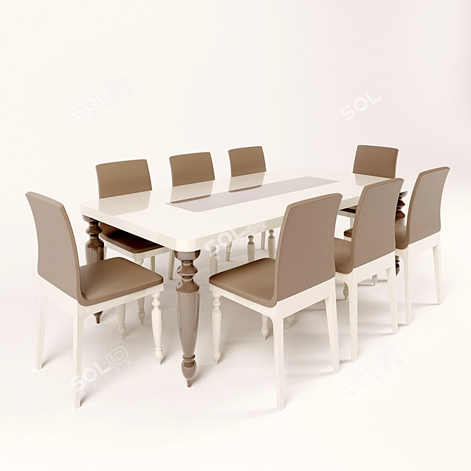 Elegant Voga Bello Dining Set 3D model image 1