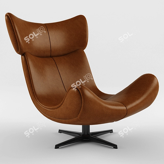 Luxurious Brown Fabric Lounge Chair 3D model image 1