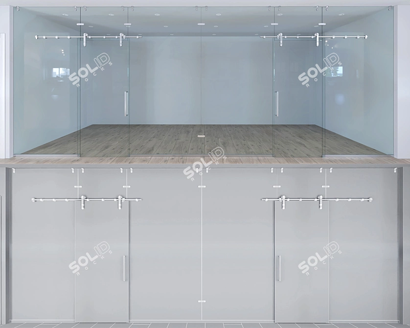 Sliding Glass Partition - Modern Design 3D model image 3