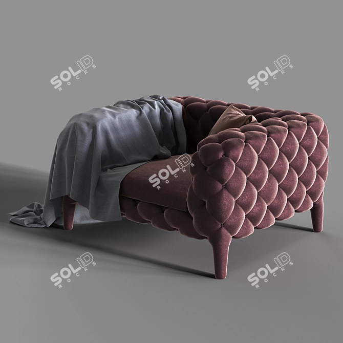 Cozy Velvet Armchair 3D model image 2