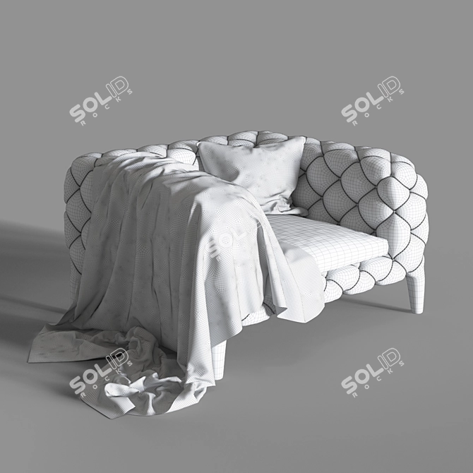 Cozy Velvet Armchair 3D model image 3