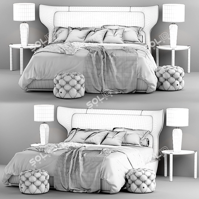 Luxurious Roberto Cavalli Guam Bed 3D model image 3