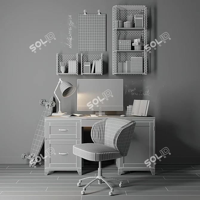 Title: Industrial Metal Workplace Set 3D model image 3