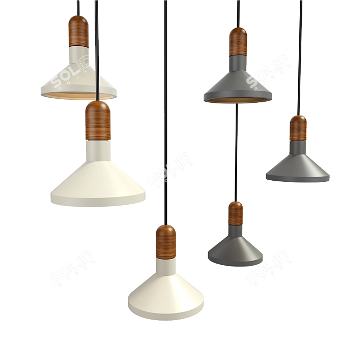 Shang Concrete & Bamboo Pendant: Minimalist Elegance 3D model image 1