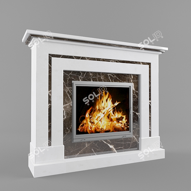Elegant Marble Fireplace Portal 3D model image 2