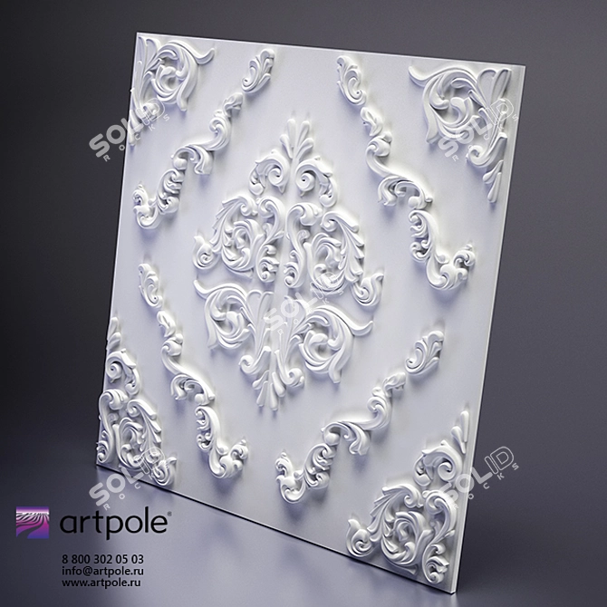 Versalle 3D Panel: Stylish Gypsum Finish 3D model image 1