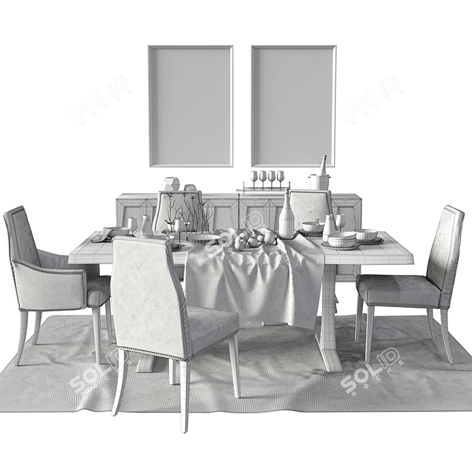 Elegant Dining Set: Toulus Table & Oliver Chairs 3D model image 3