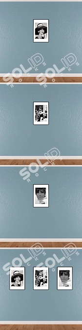 Wall Painting Set No. 368: 3 Artworks, 4 Frame Options 3D model image 3