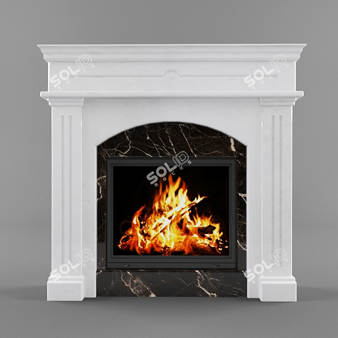 Elegant Marble Fireplace Portal 3D model image 1