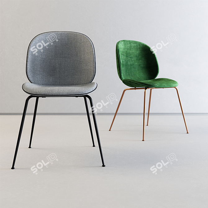 Modern GUBI Beetle Chair: Elegant Upholstered Design 3D model image 1