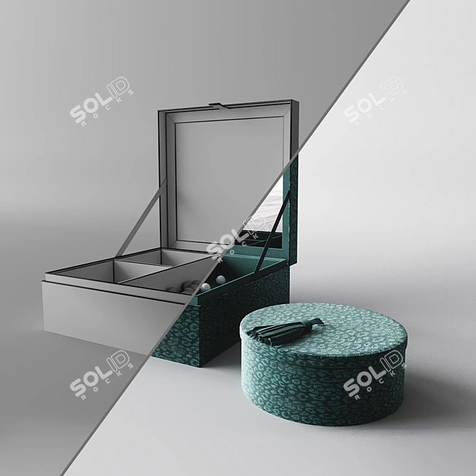 Luxury Suede Jewelry Boxes from H&M 3D model image 3