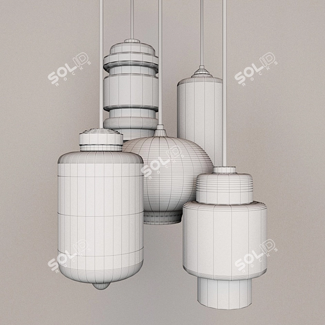 Multicolor Glass Loft Lighting 3D model image 2