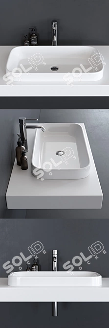 GALASSIA MEG11 Inset Ceramic Washbasin 3D model image 2