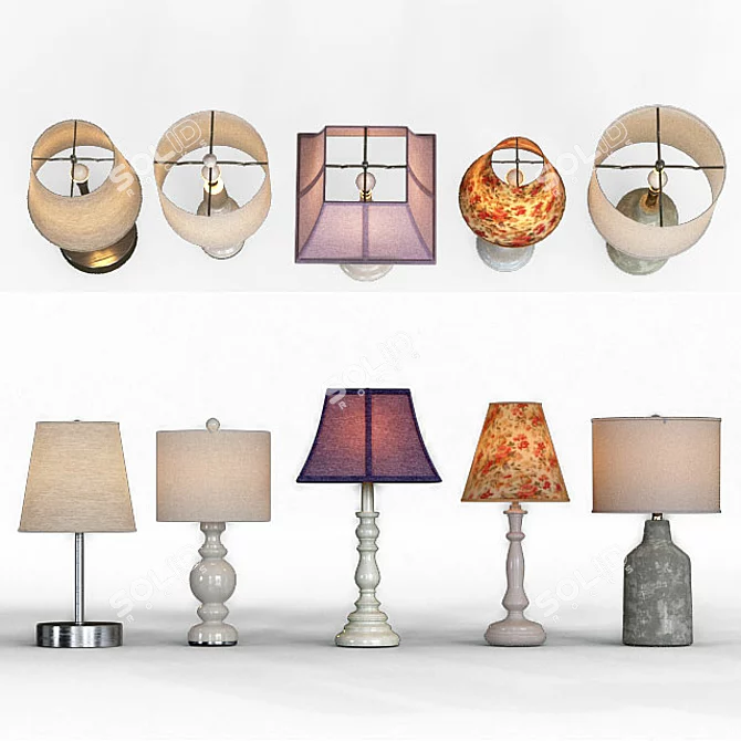 Elegant Lamp Set: Hayden, Oxford, Dryden, Alina, and Ariana 3D model image 1