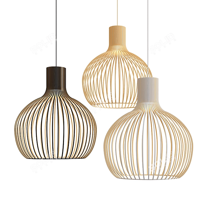 Elegant Octo Suspension Pendant 3D model image 1