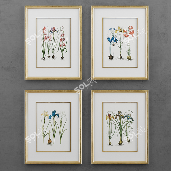 Elegant Irises: Classic & Modern Paintings 3D model image 1