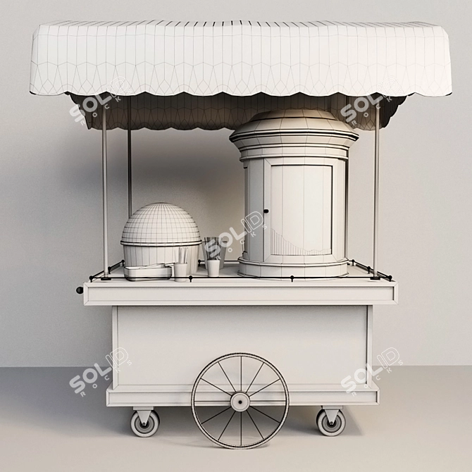 Vintage Popcorn Cart: Your Classic Summer Delight 3D model image 3