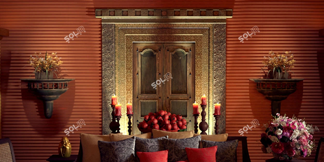 Elegant 3D Paraline Plaster Panel 3D model image 2