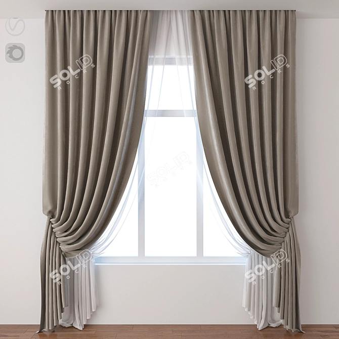 Elegant Drapery: Exquisite Curtain 3D model image 1