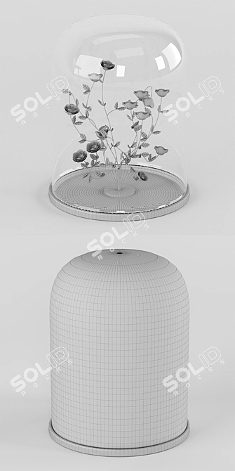 Rose-filled Decorative Flask 3D model image 2