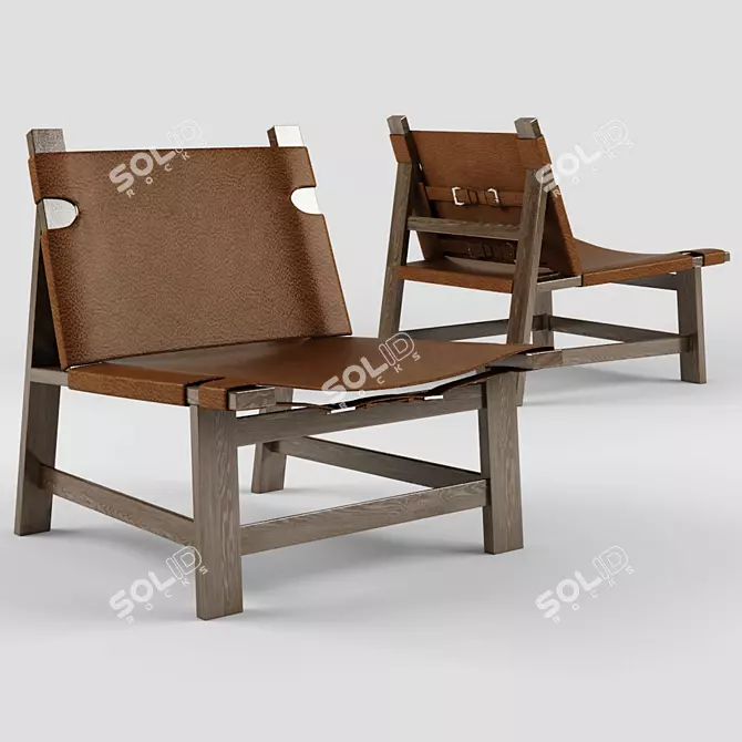 Danish Design Leather Sling Chair 3D model image 1