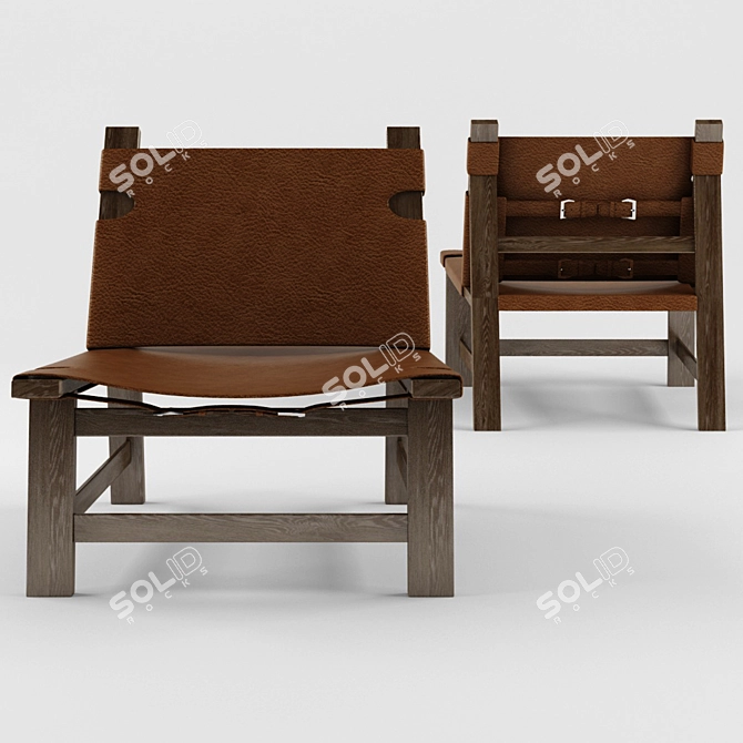 Danish Design Leather Sling Chair 3D model image 2