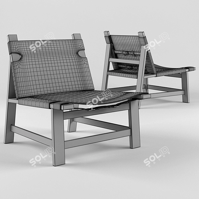 Danish Design Leather Sling Chair 3D model image 3