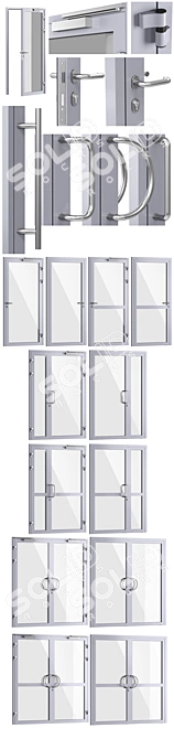 Fireproof Glass Doors & Partitions + Handles 3D model image 2