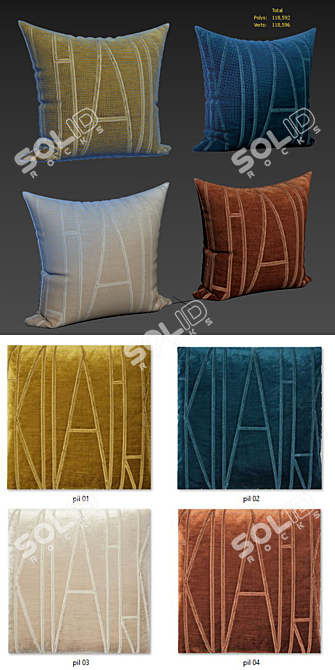 Velvet Applique Decorative Pillows 3D model image 2