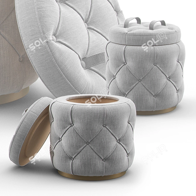Luxury Tufted Ottoman Stool 3D model image 1