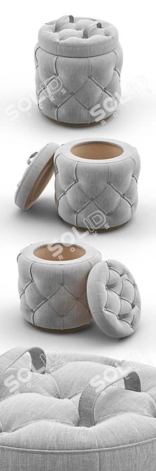 Luxury Tufted Ottoman Stool 3D model image 2