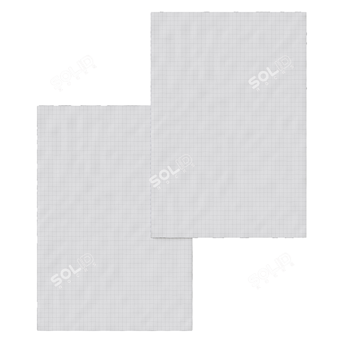 Modern Art Rug: Bone White & Navy 3D model image 2