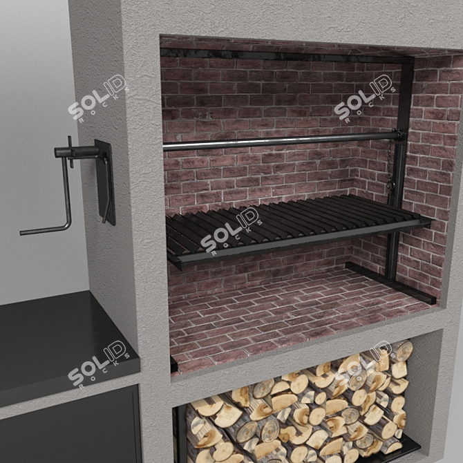 Firewood BBQ Grill 3D model image 2