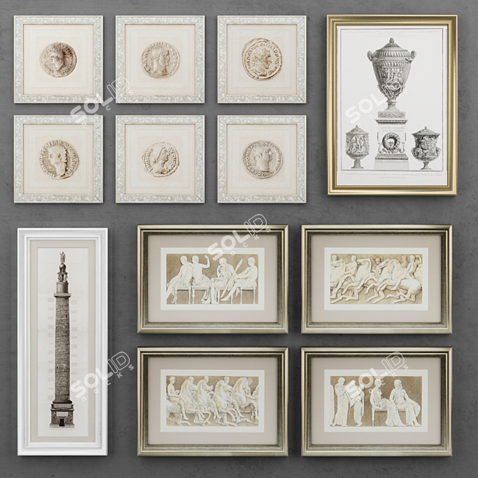 Timeless Treasures: Antique Paintings Set 3D model image 1