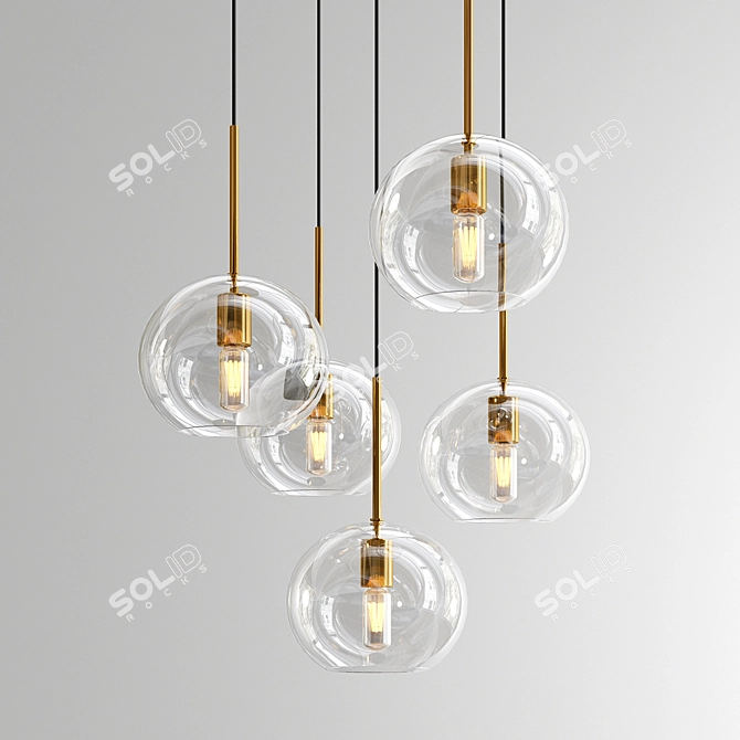 Elegant Glass Pendant Light 3D model image 1